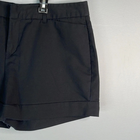 CATHERINE MALANDRINO Cuffed Shorts Black Cotton Stretch Mid Rise Size 14 - Picture 4 of 10